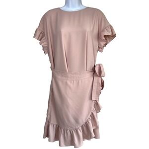 Aritzia Wilfred Ninette Ruffle Wrap Dress Rose Quartz Size M Coquette Fairy‎